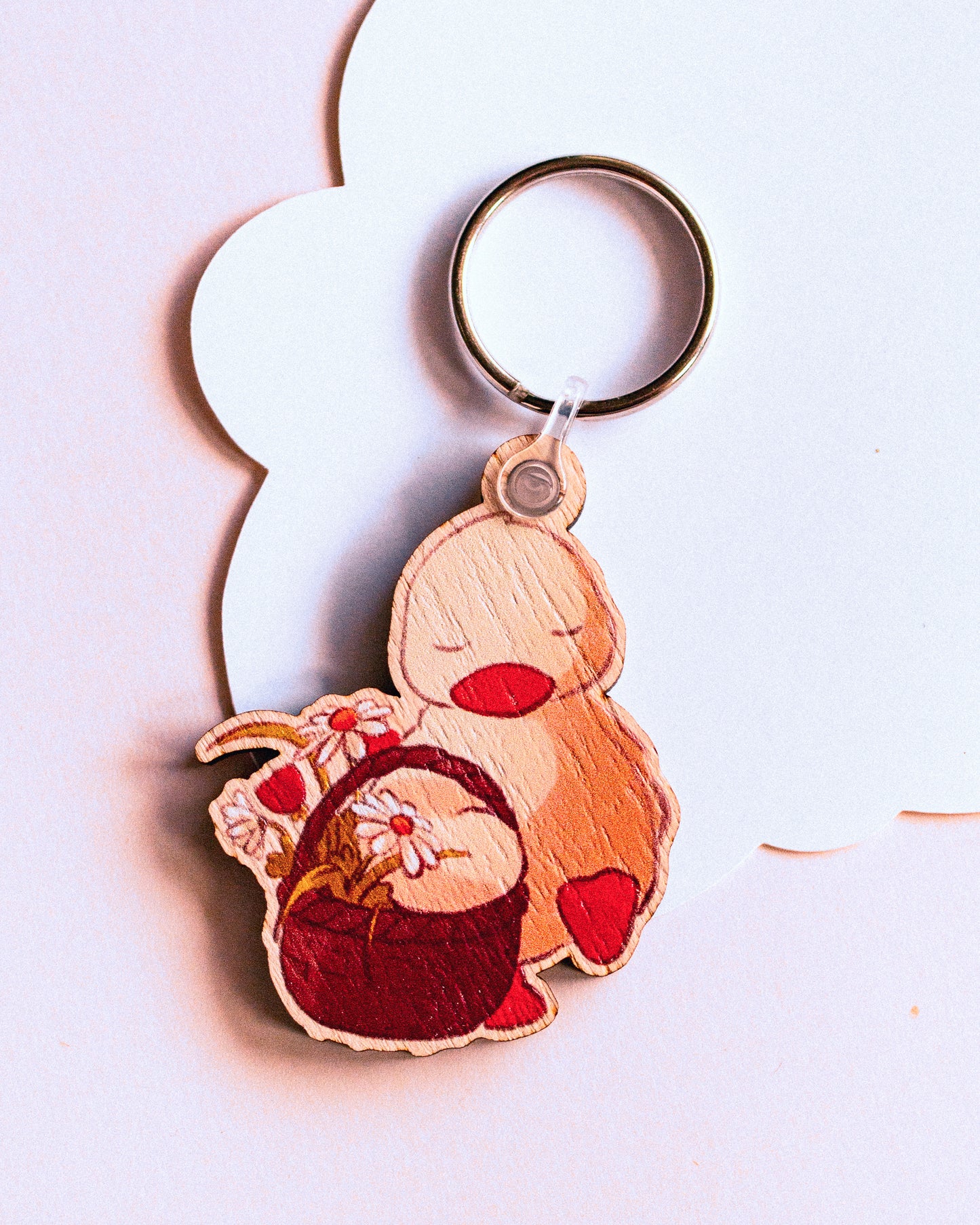 Key ring - Duck and his flower basket