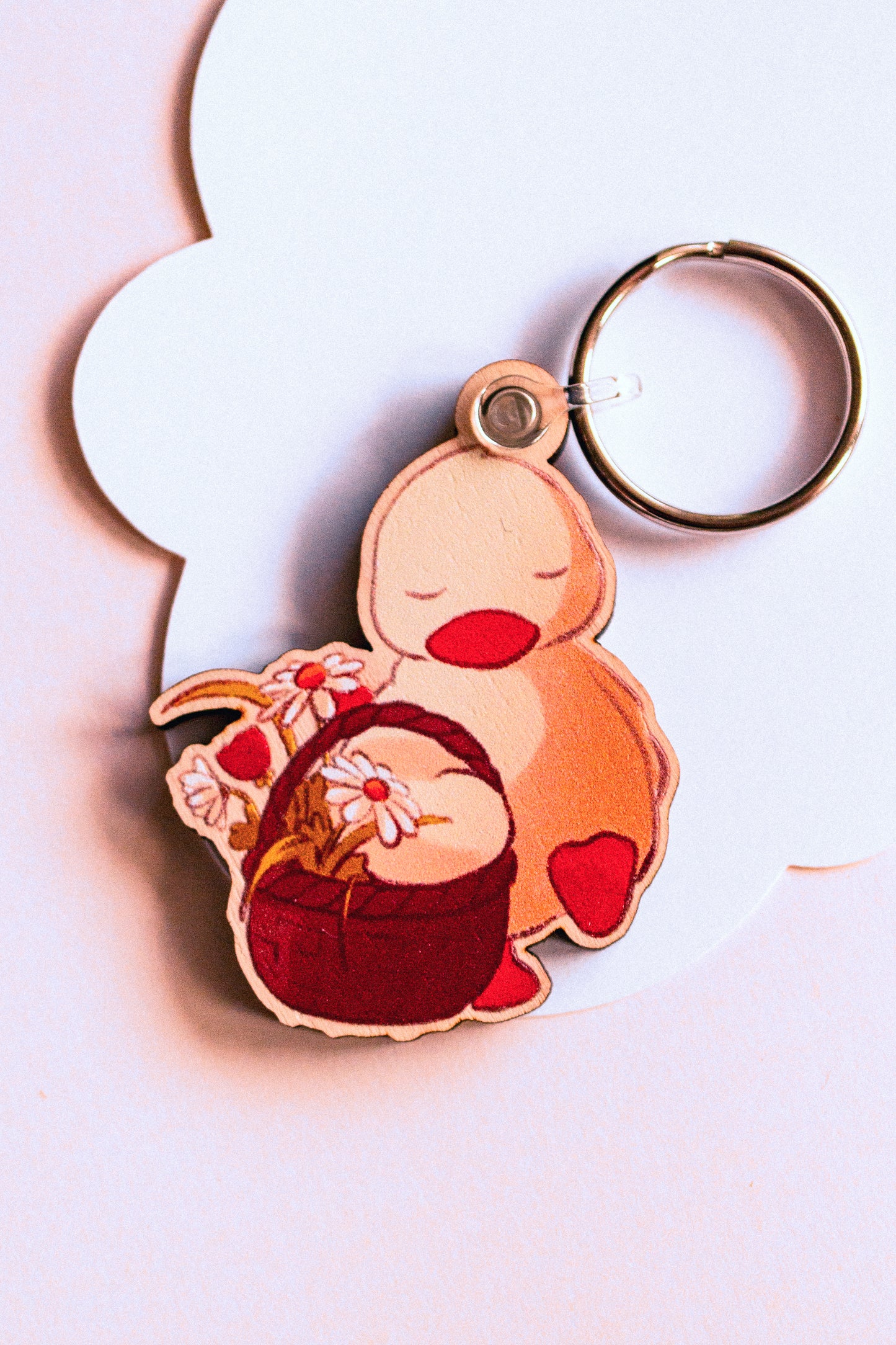 Key ring - Duck and his flower basket