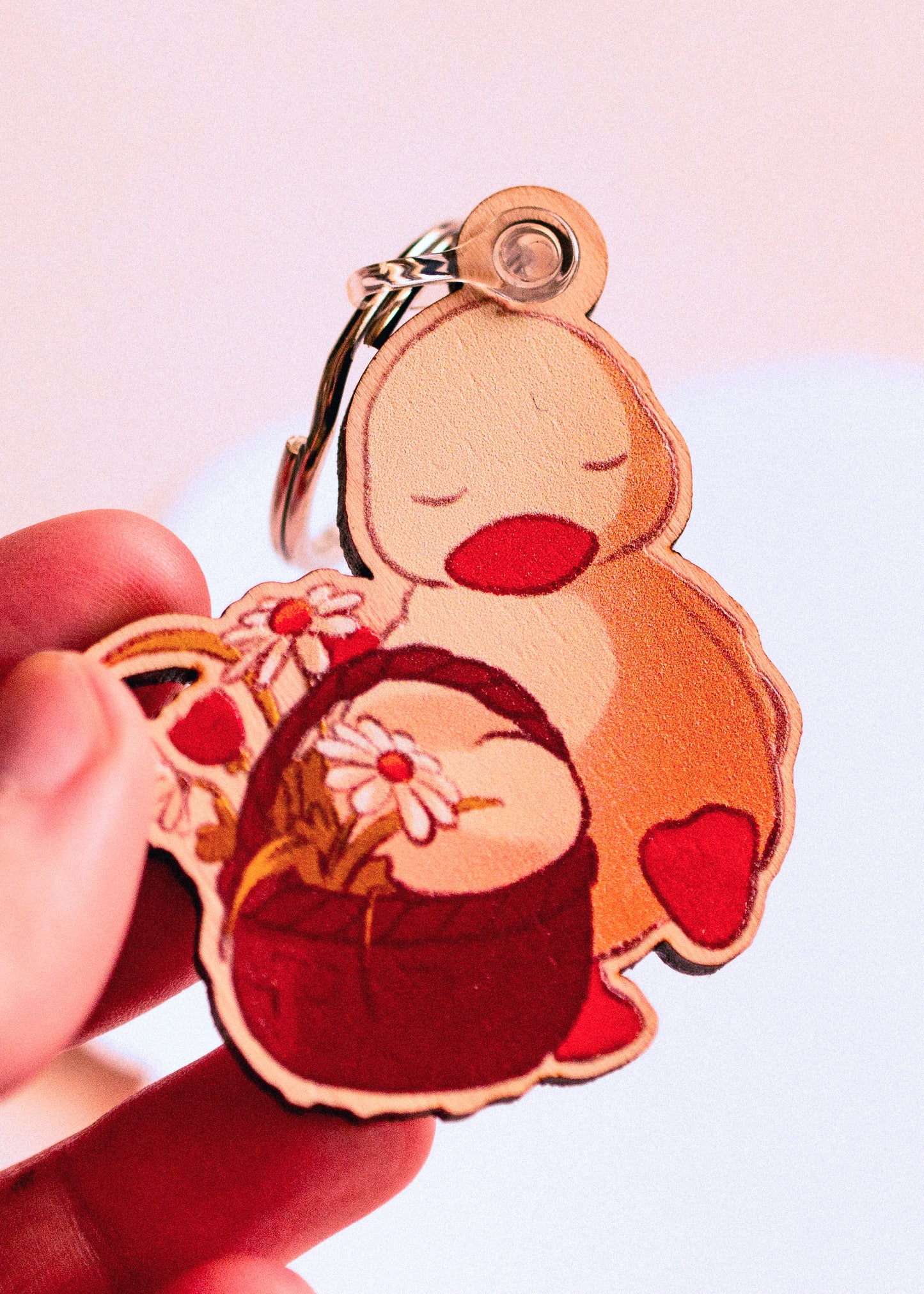 Key ring - Duck and his flower basket