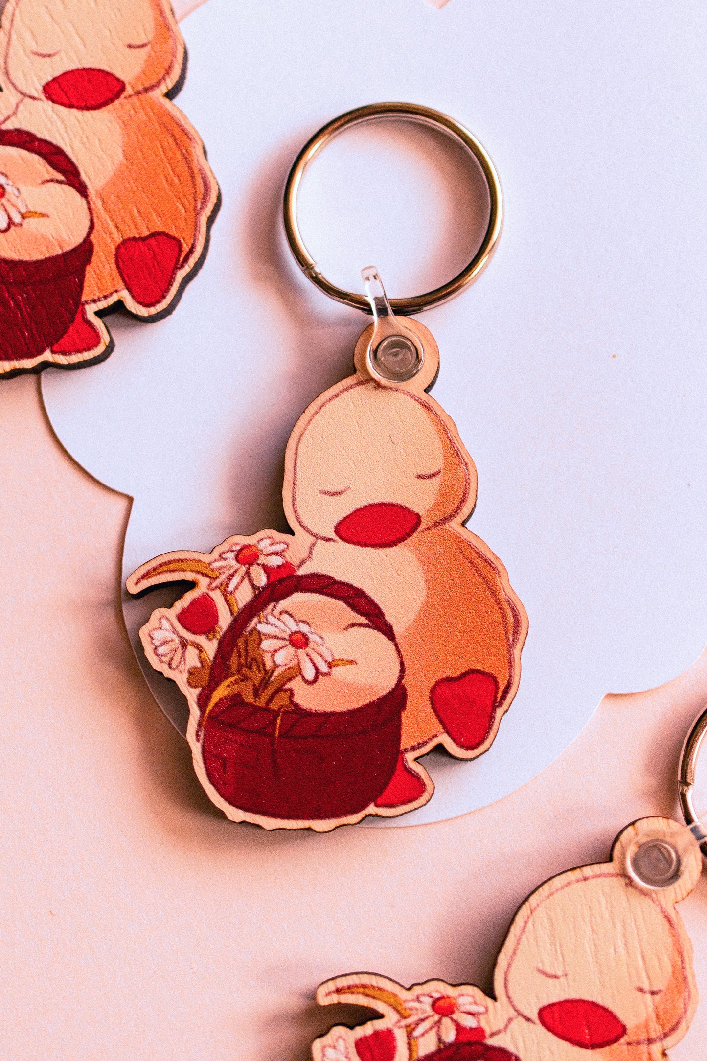 Key ring - Duck and his flower basket