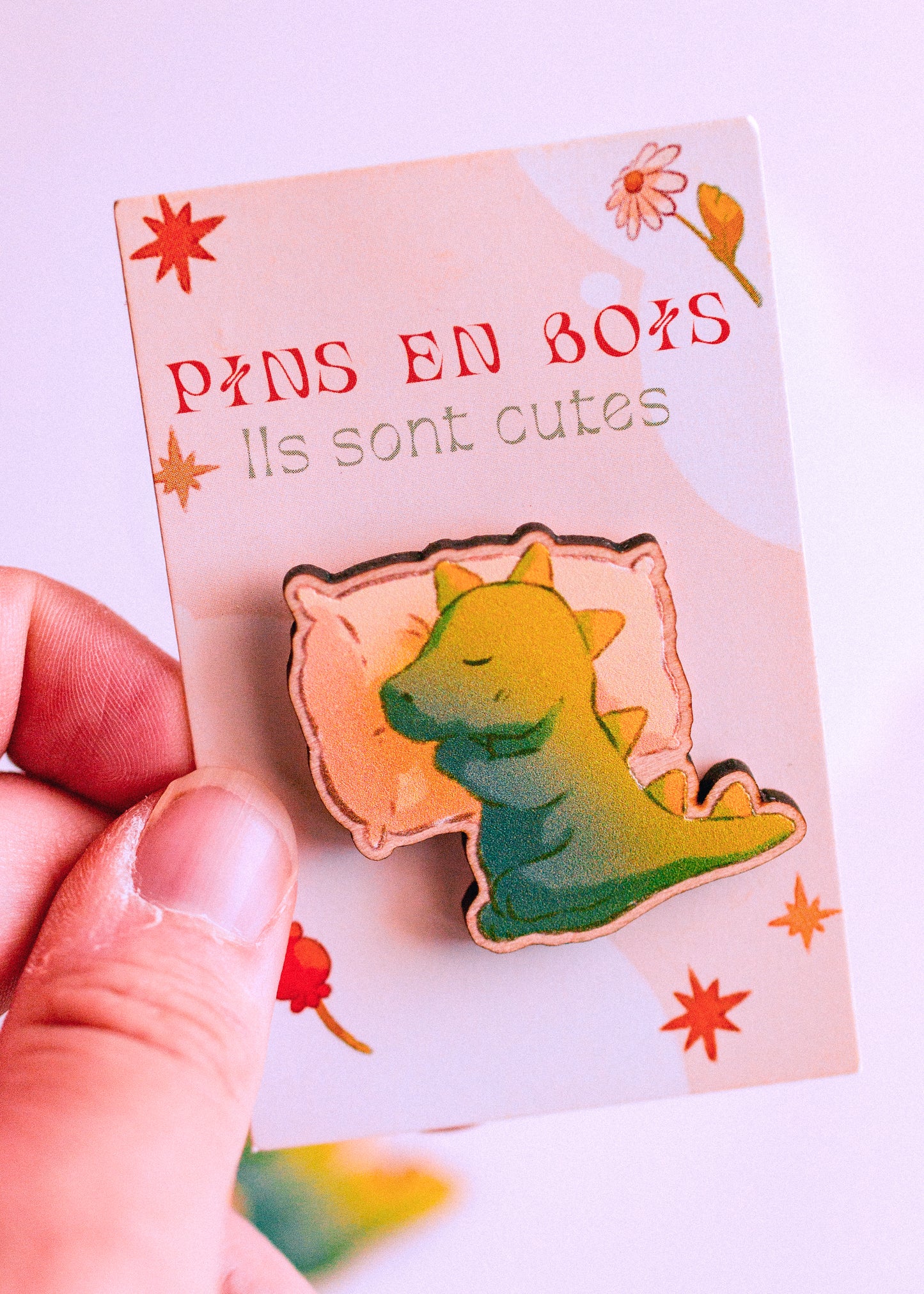 Pins en bois - Dino endormi