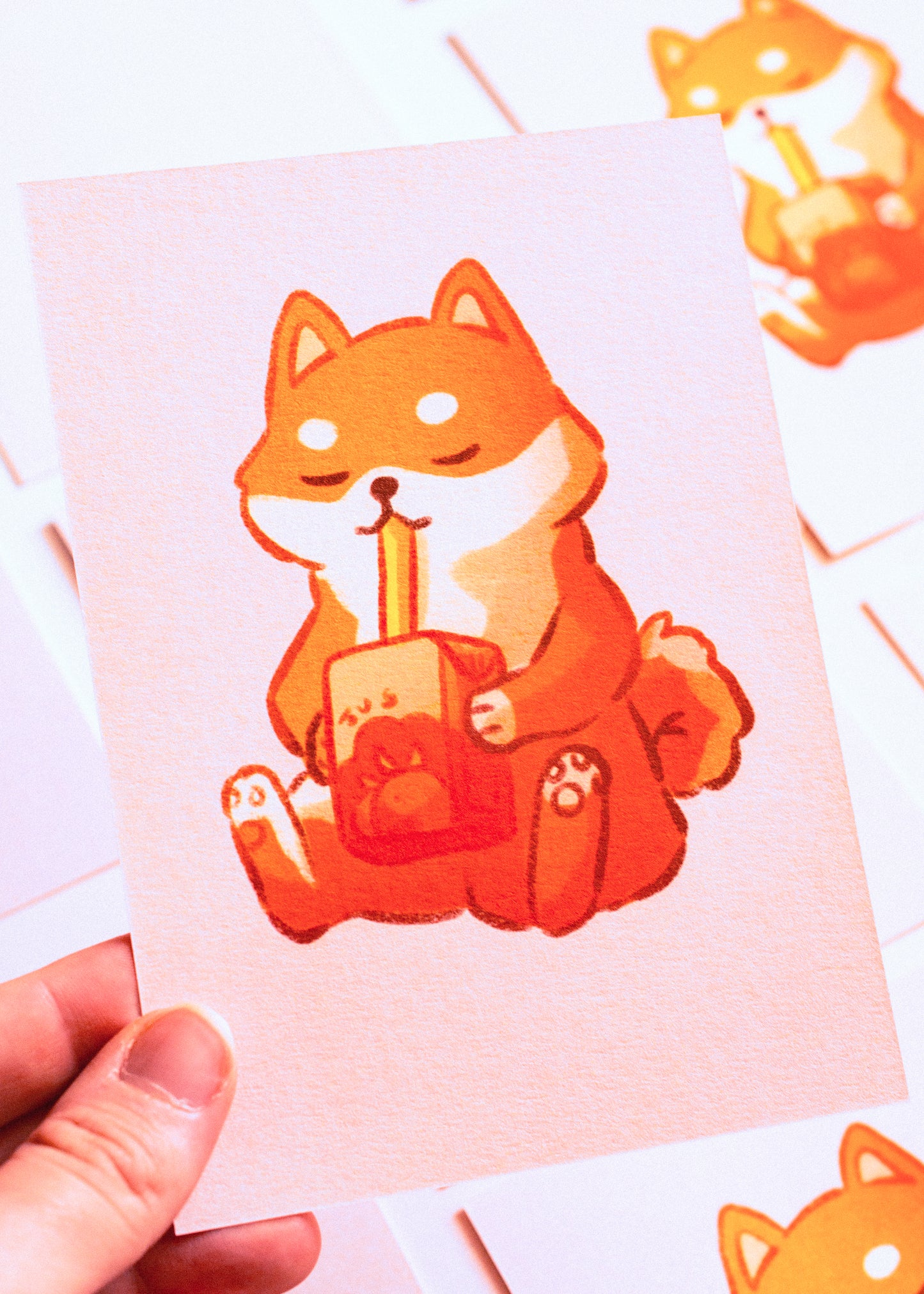 Mini prints - Shiba and his juice