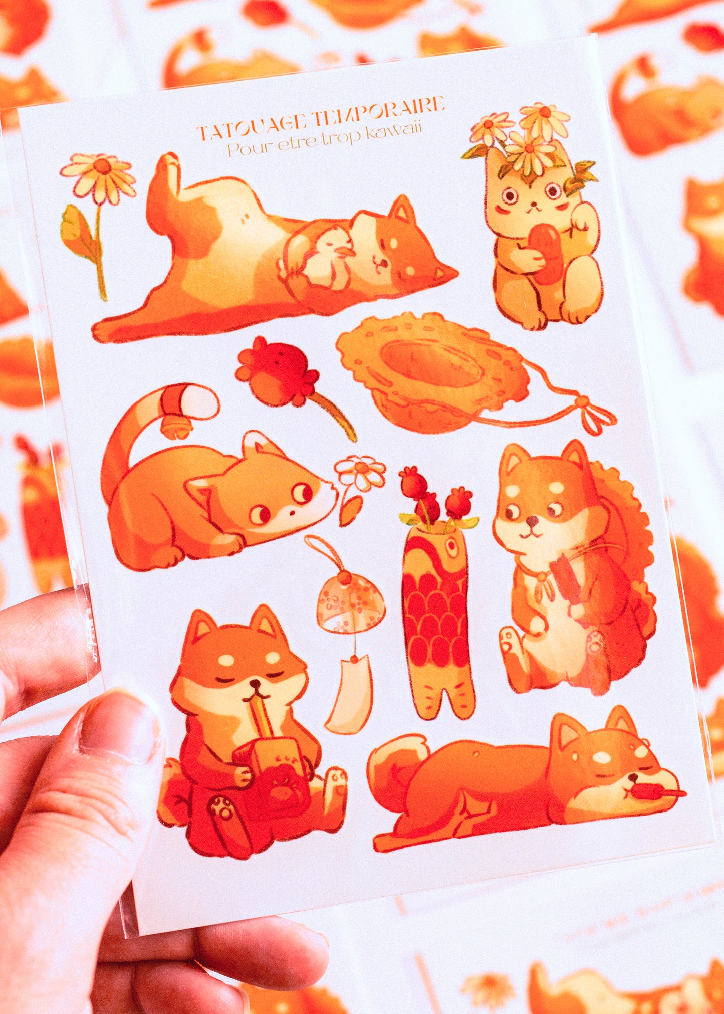 Temporary tattoo - Summer Shibas