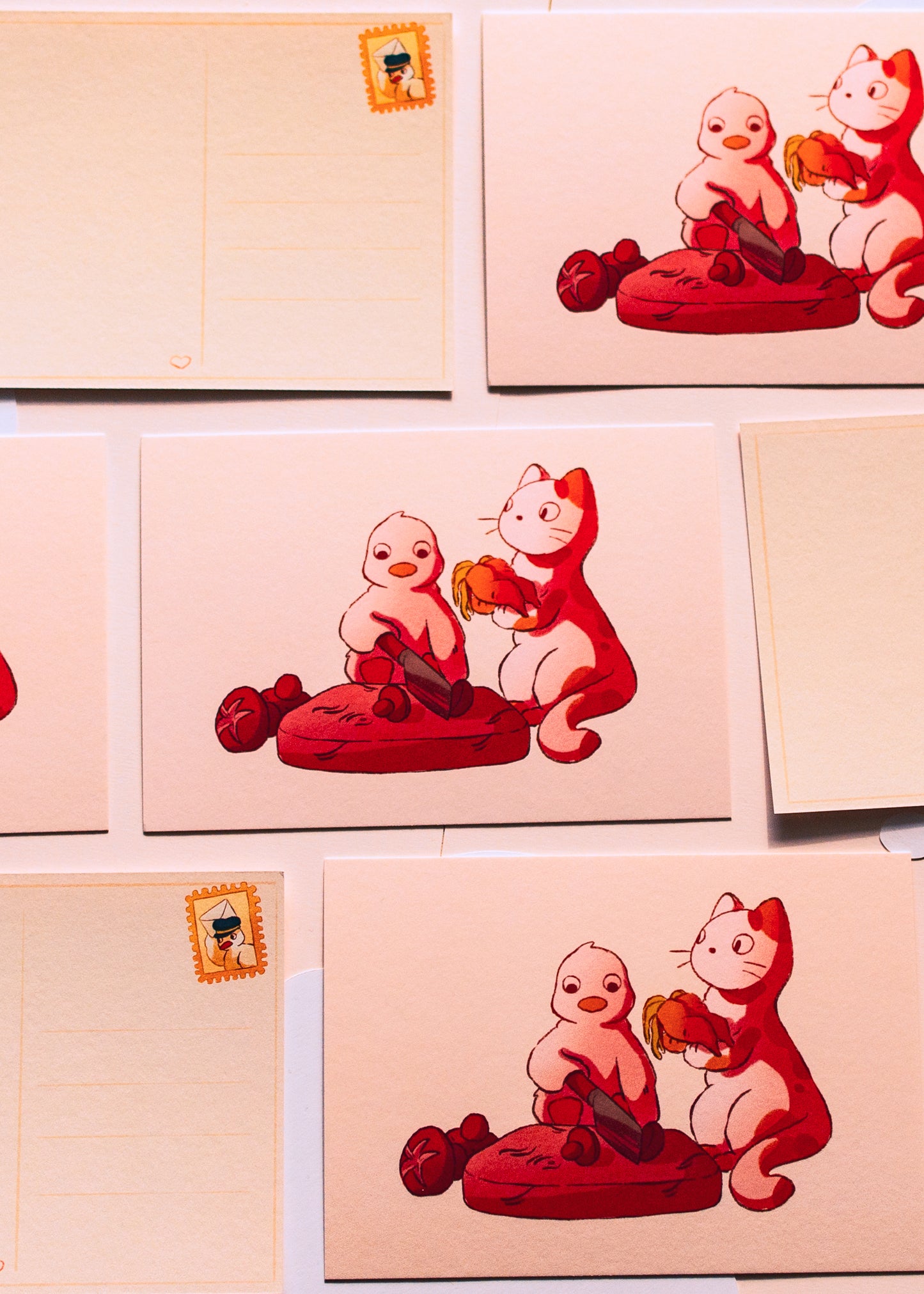 Mini prints - Cat & duck kitchen