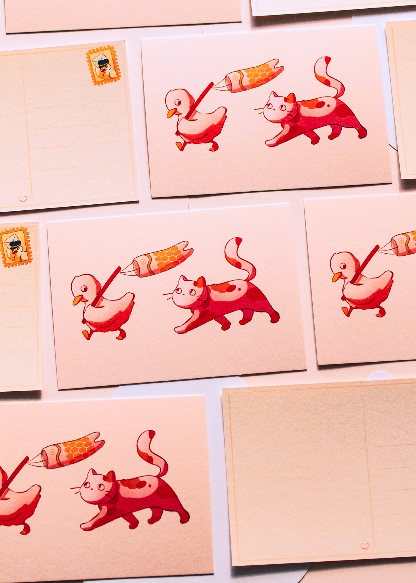 Mini prints - Koinobori cat & duck