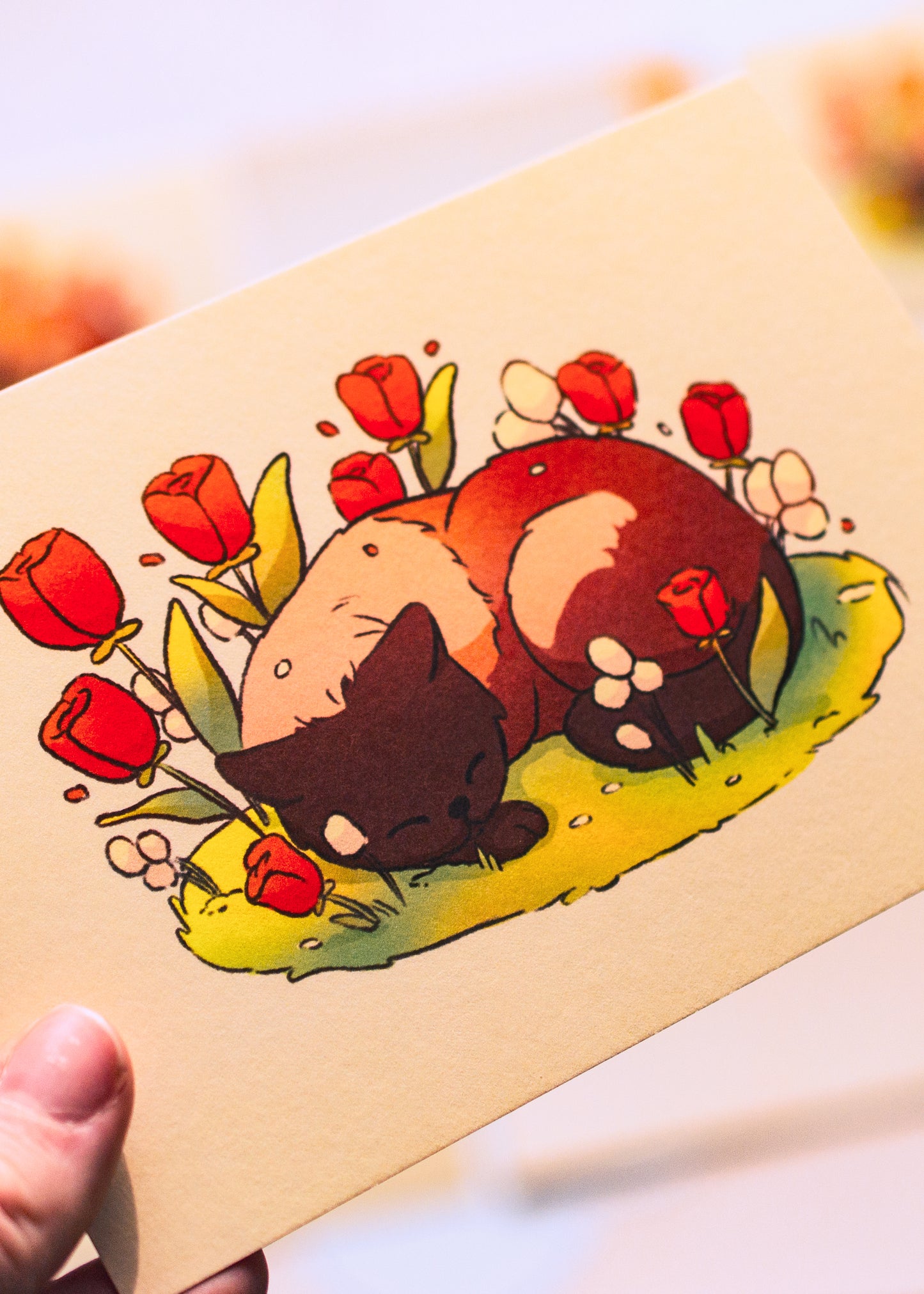 Mini prints - Cat in the flowers