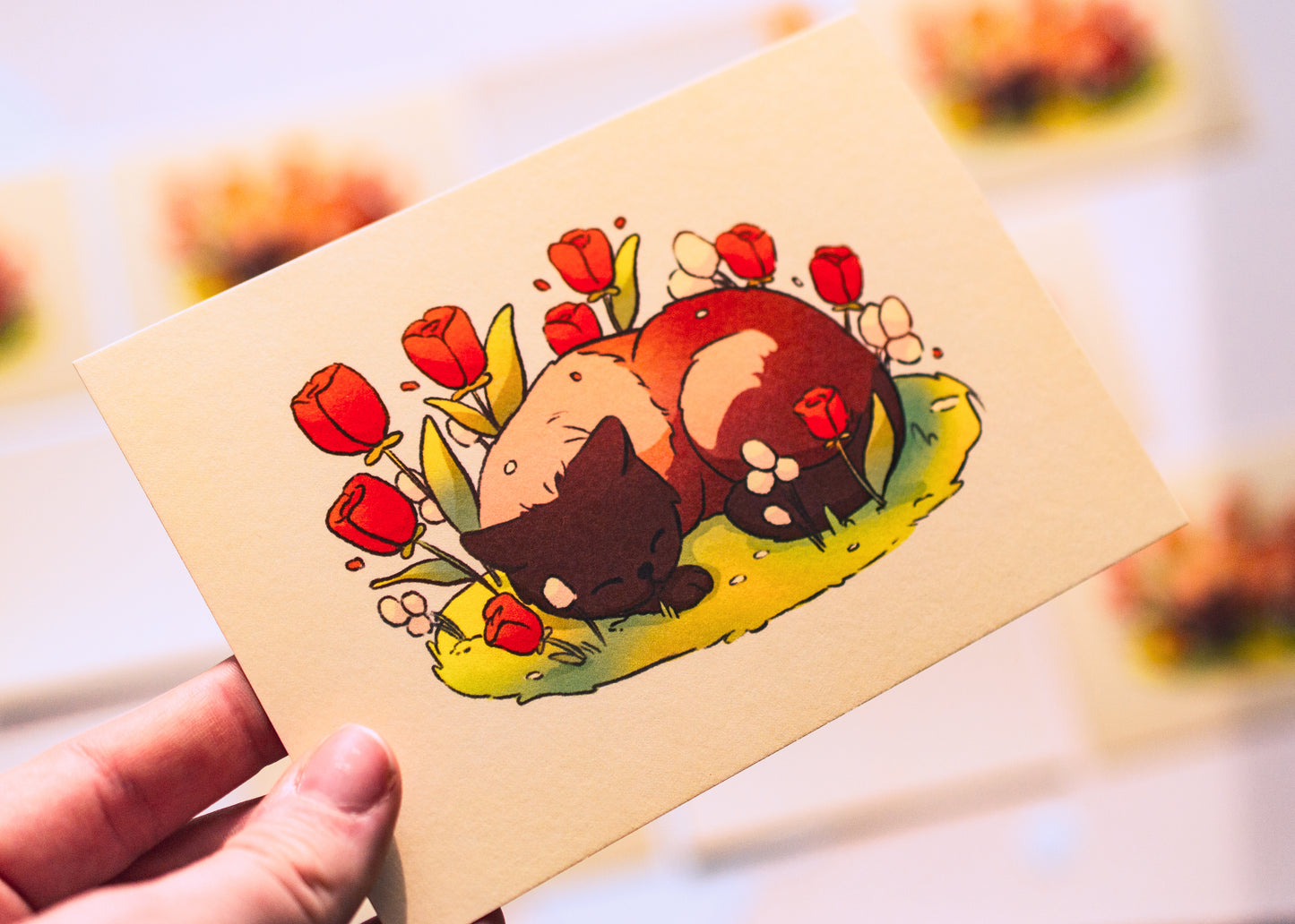 Mini prints - Cat in the flowers