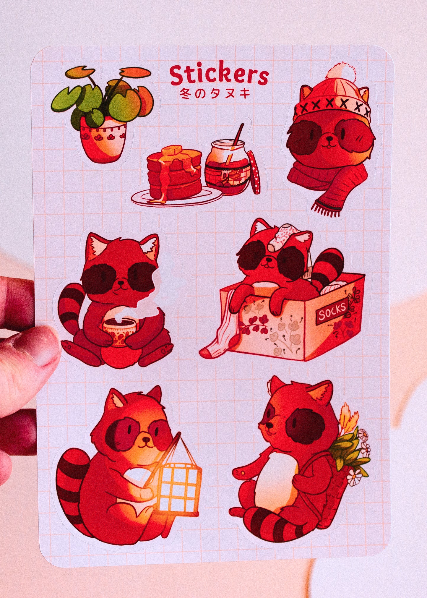 Feuille de stickers - Petits tanukis