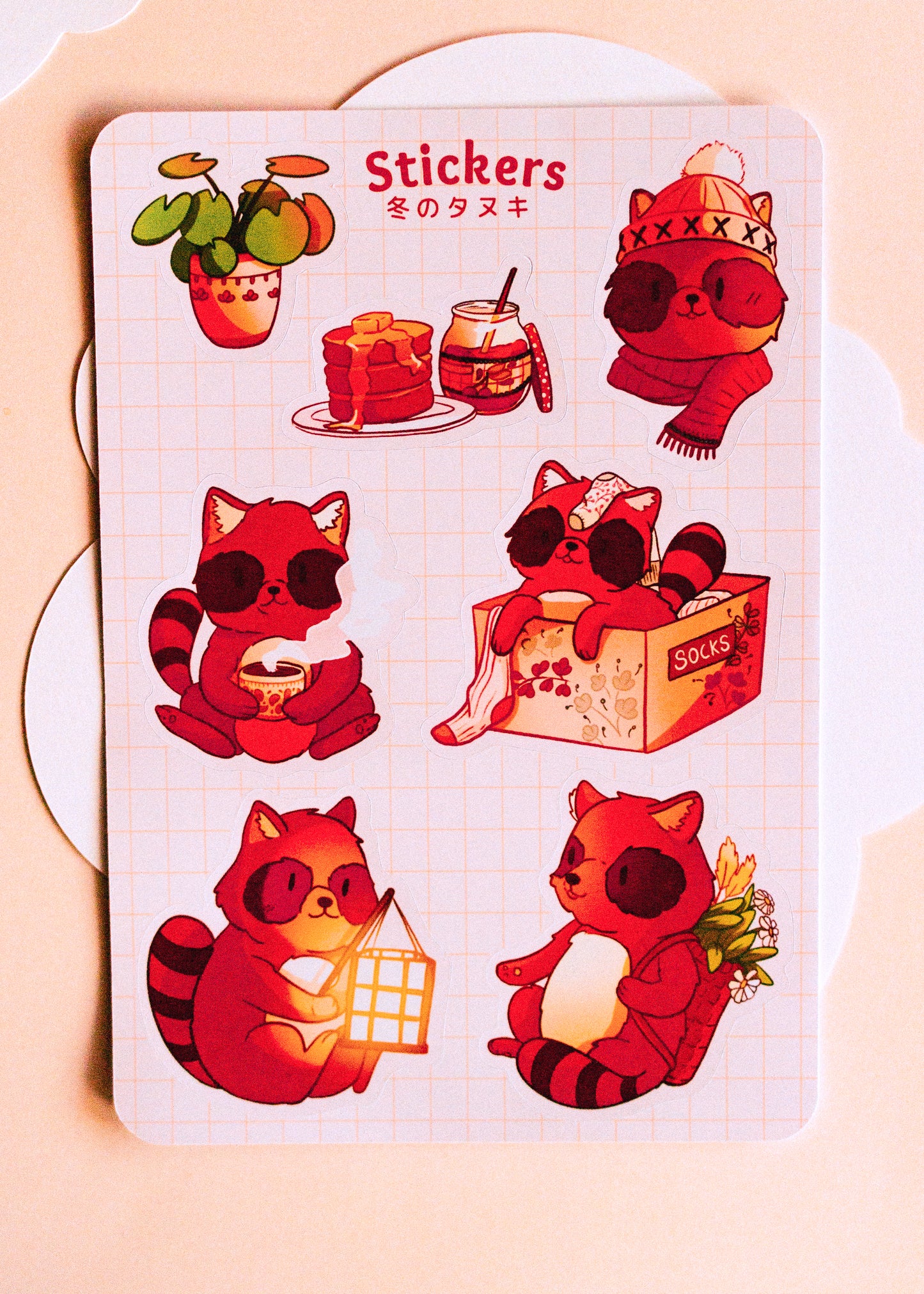 Feuille de stickers - Petits tanukis