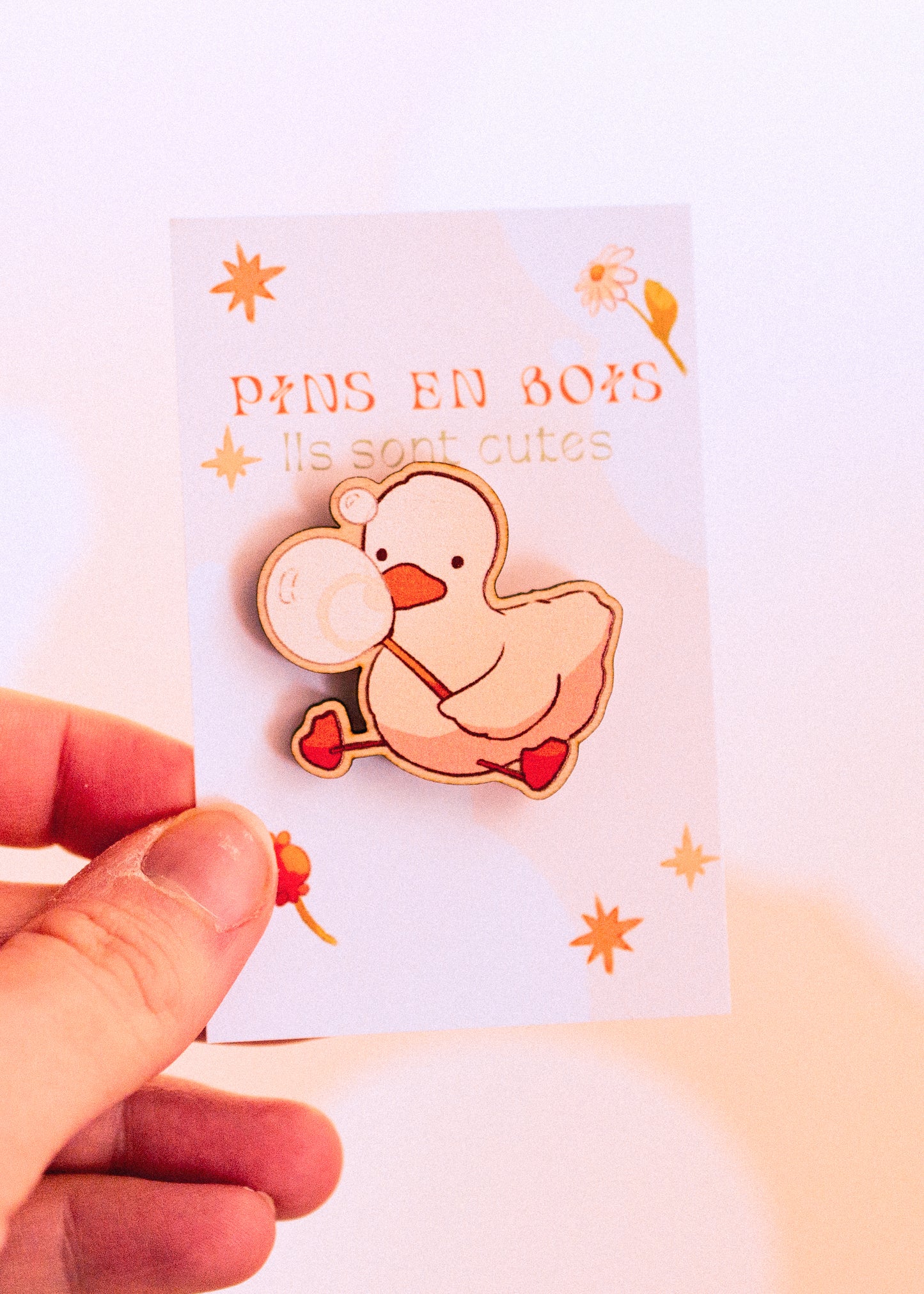 Pins en bois - Canard qui fait des bulles