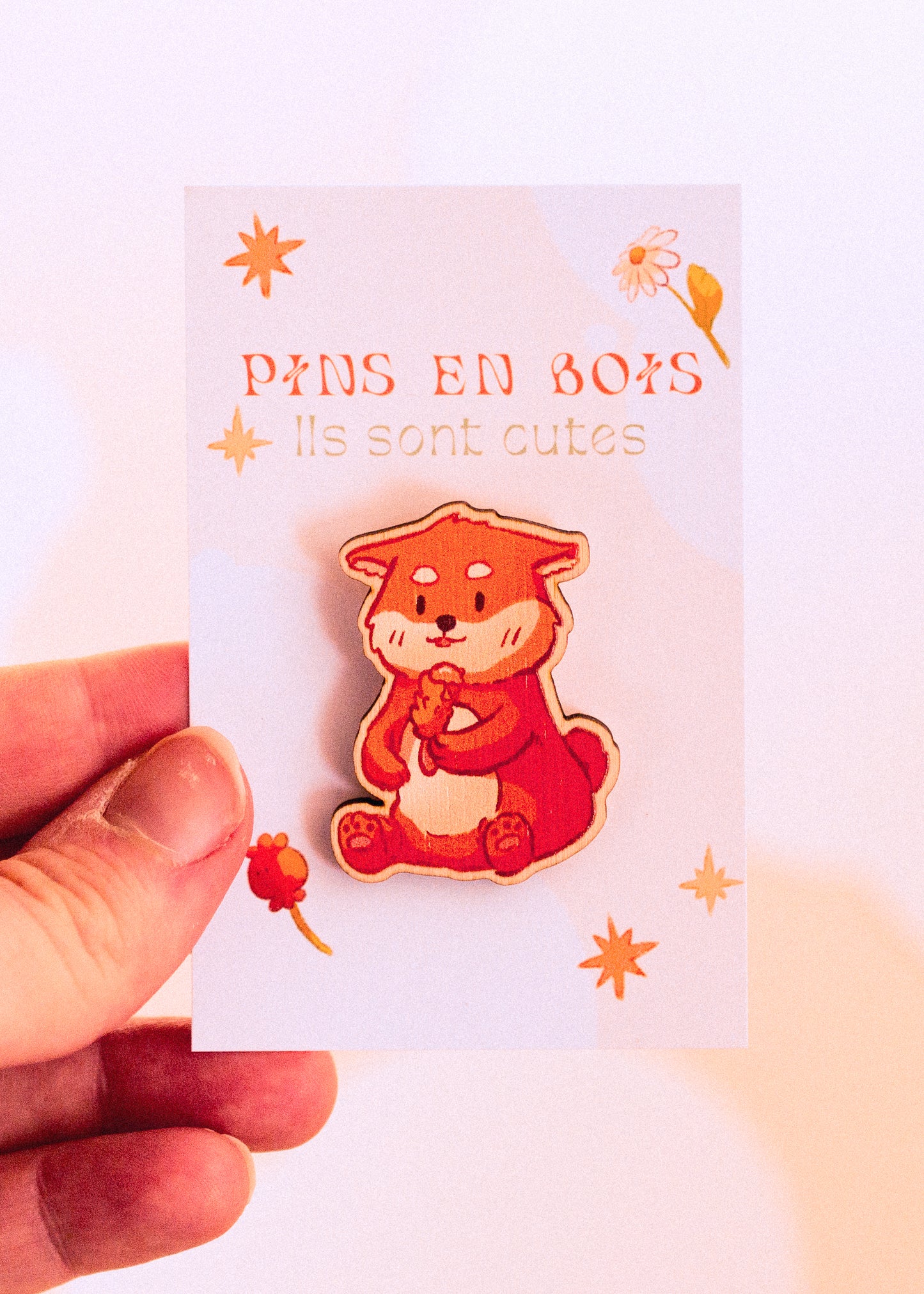 Wooden pins - Shiba with shrimp
