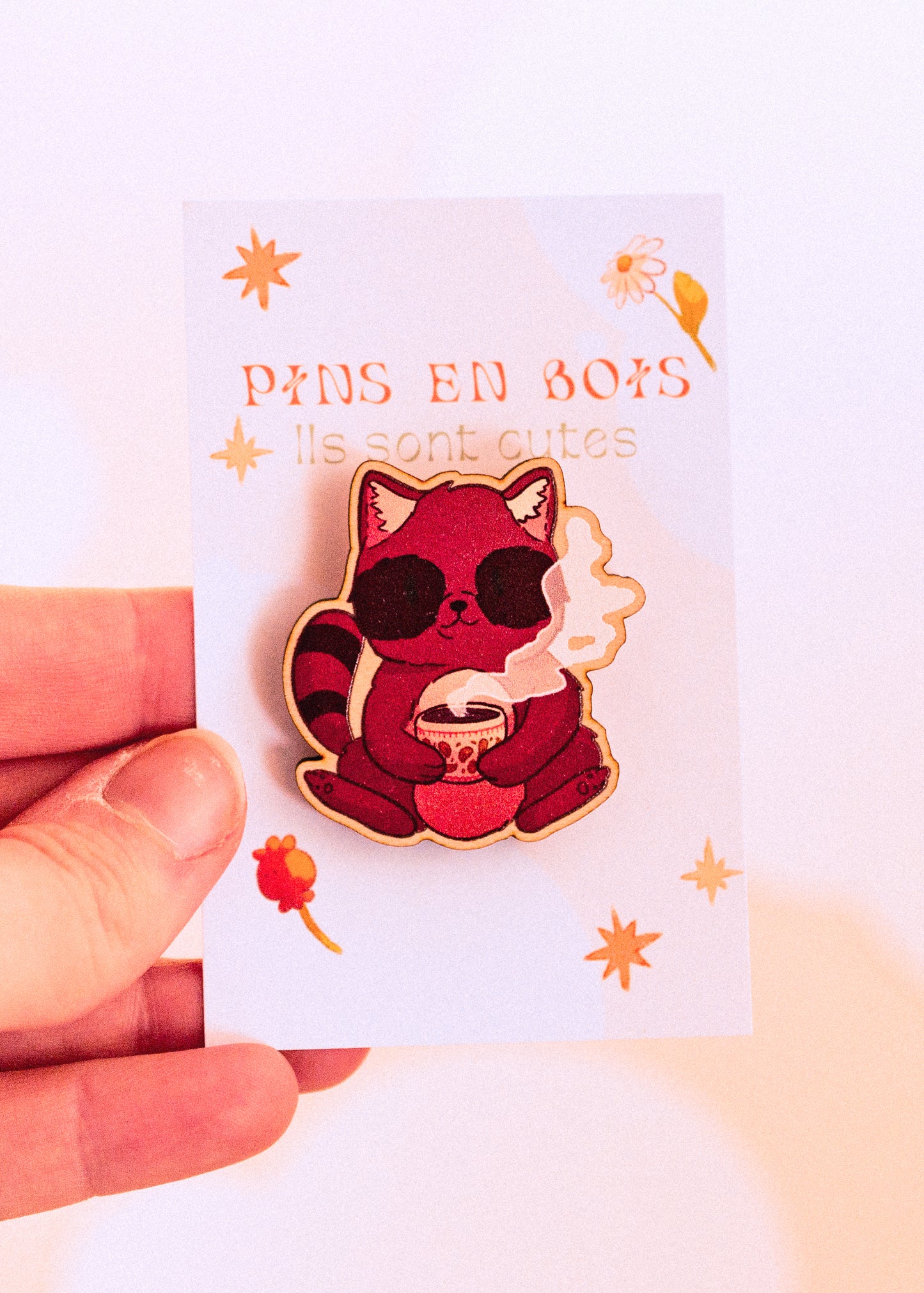 Wooden pins - Tanukis and hot chocolate