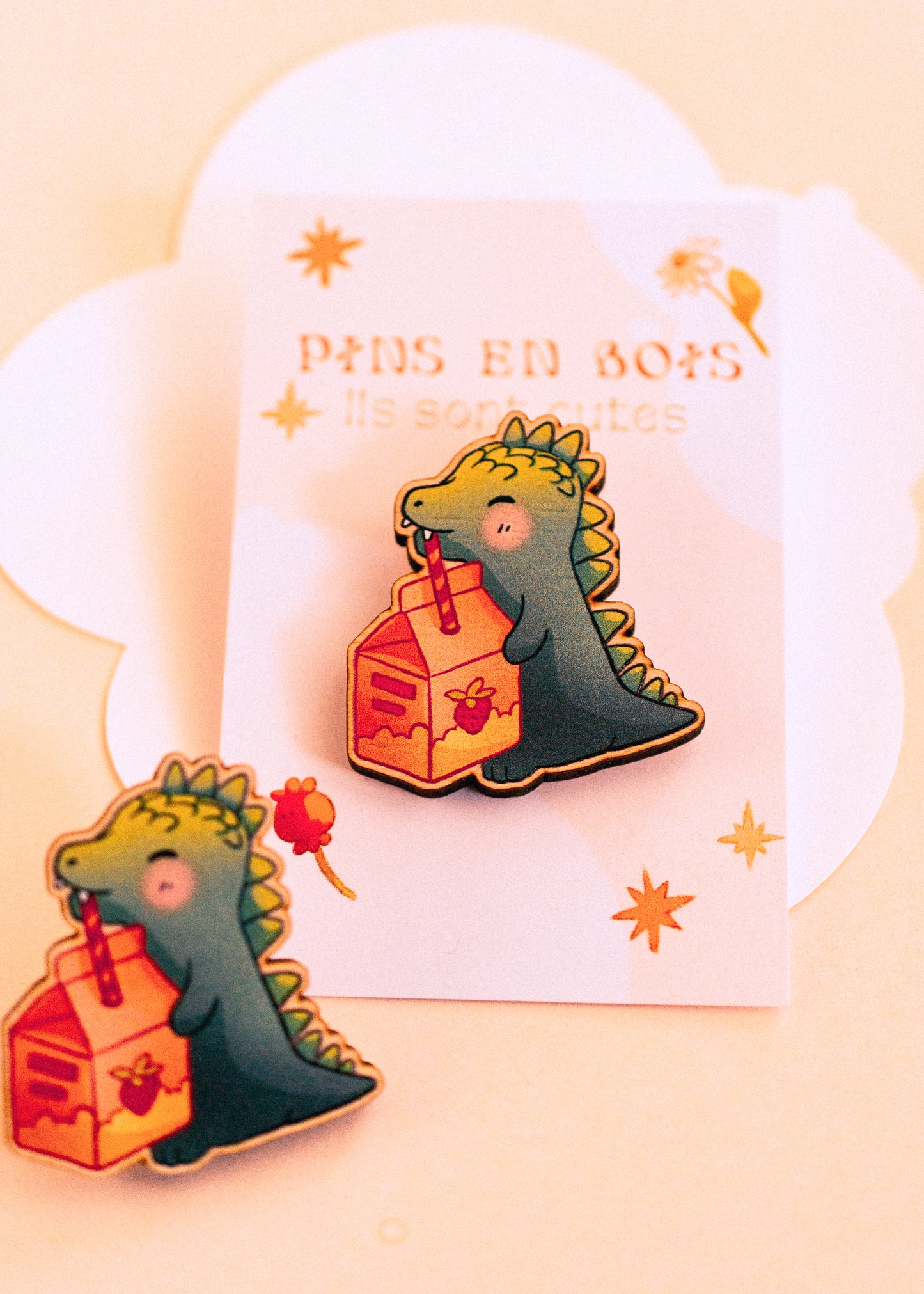 Pins en bois - Petit dino