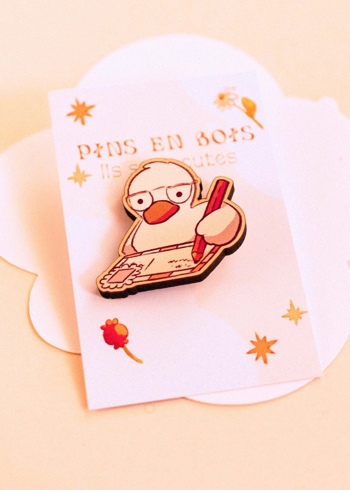 Wooden pins - Duck writing a letter