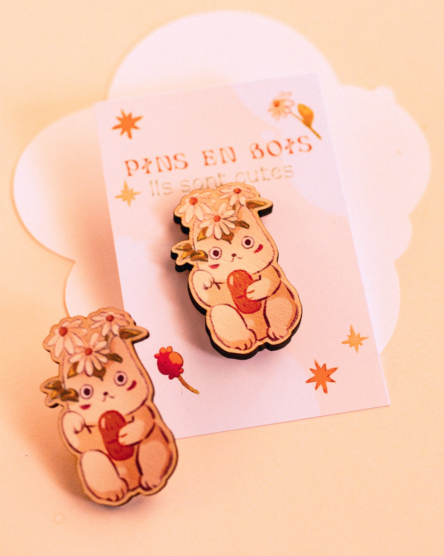Wooden pins - Hello cat