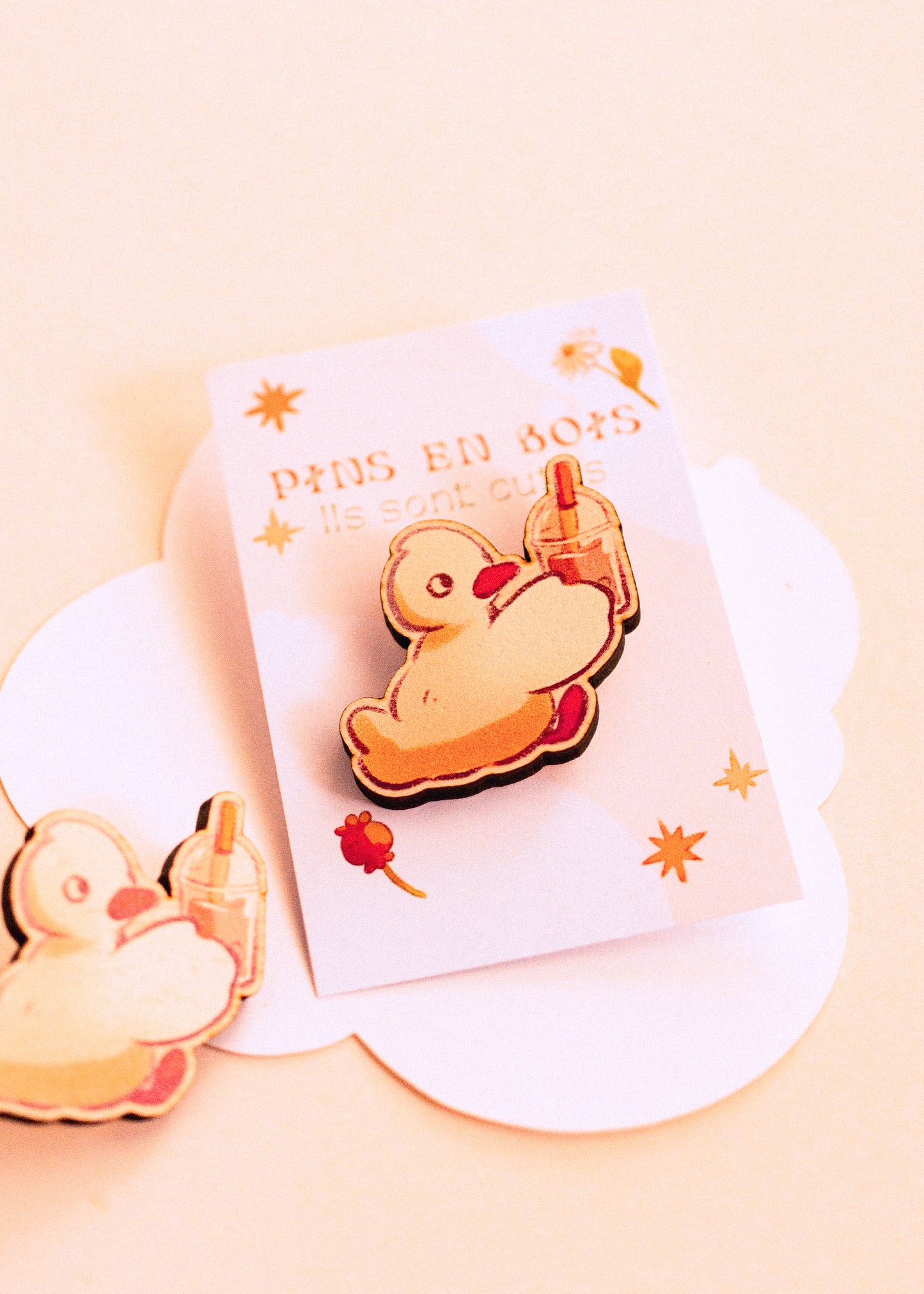 Wooden pins - Bubble tea duck