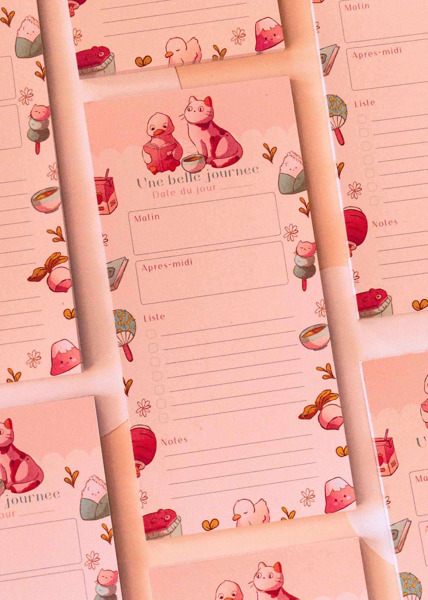 Long notepad - Duck and cat in Japan
