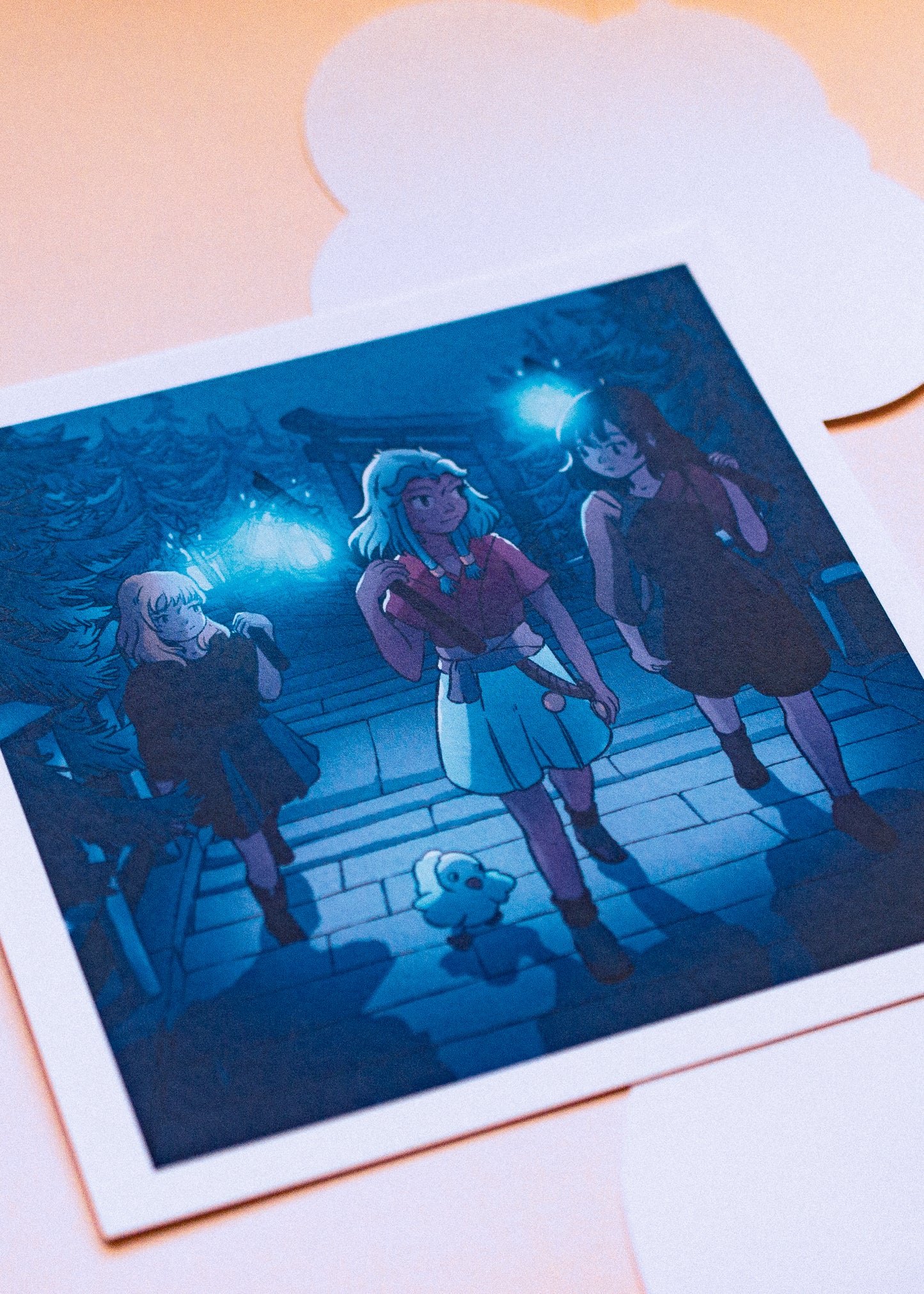 Print - Procession of blue lights