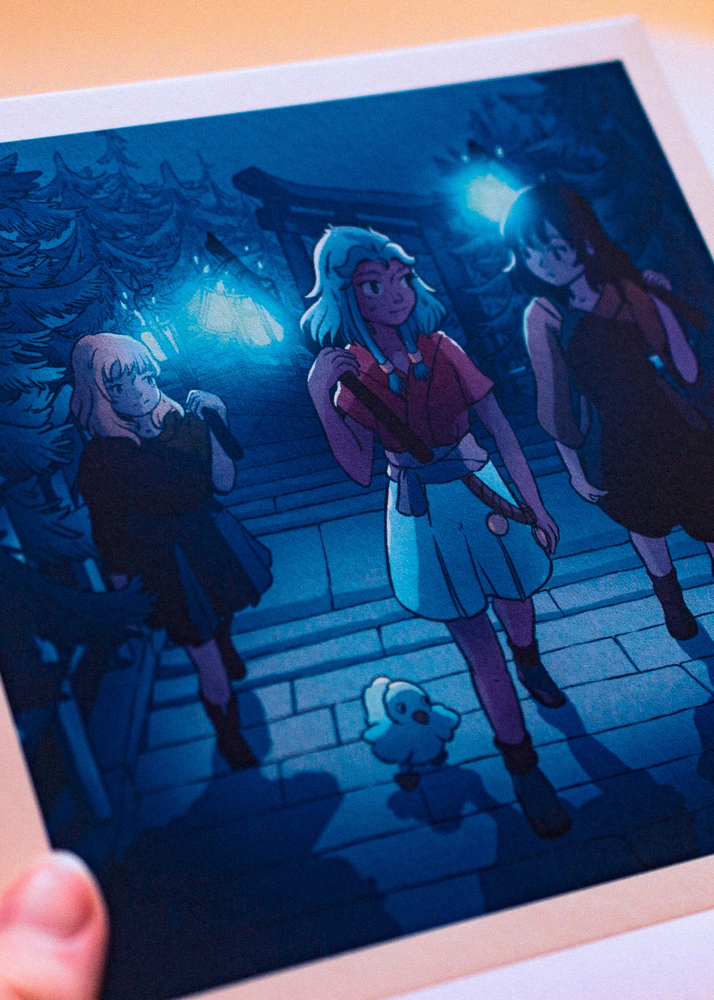 Print - Procession of blue lights
