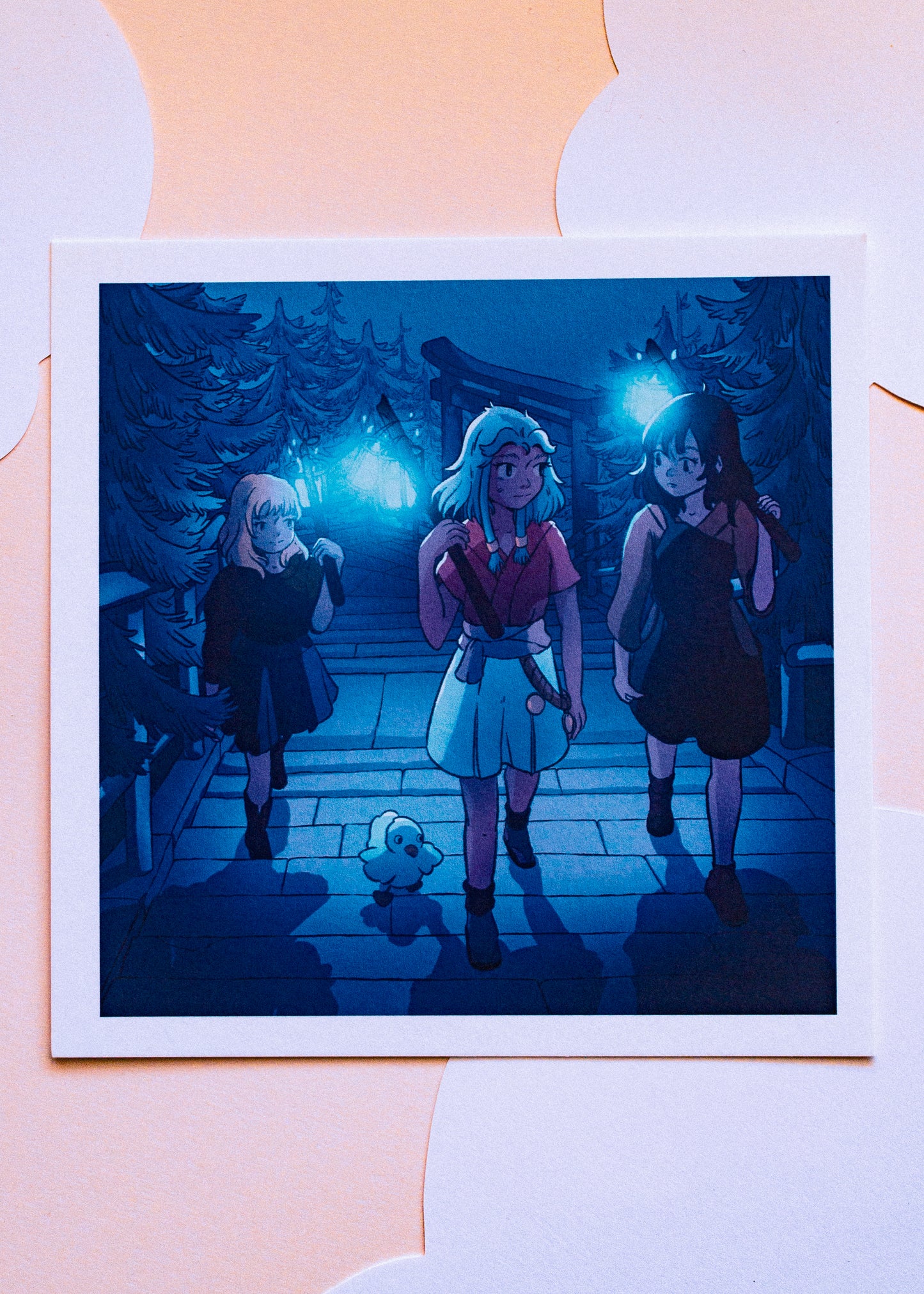 Print - Procession of blue lights