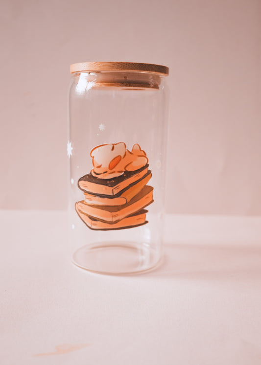 Verre - Canard pile de livres