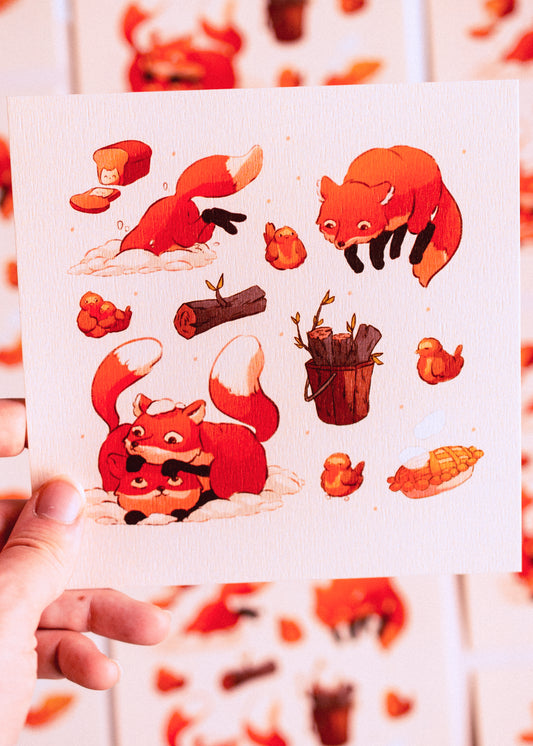 Print - Winter Foxes
