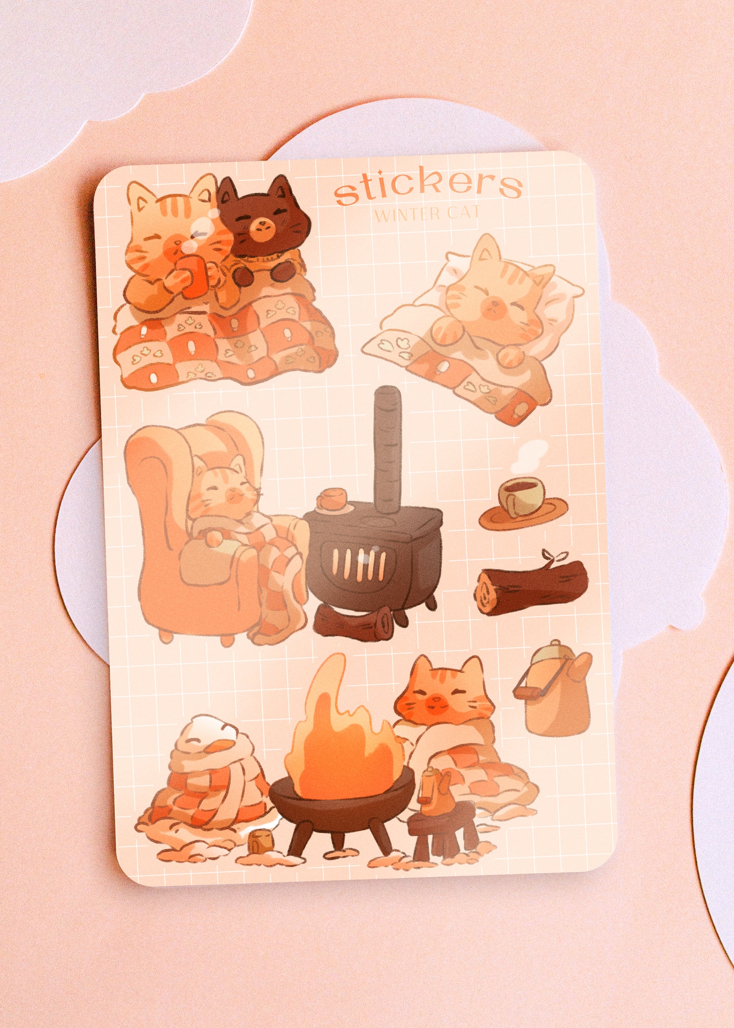 Feuille de stickers - Winter cat