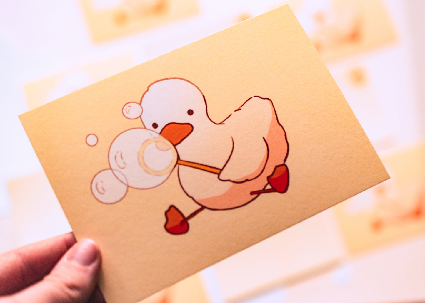 Mini prints - Duck blowing bubbles