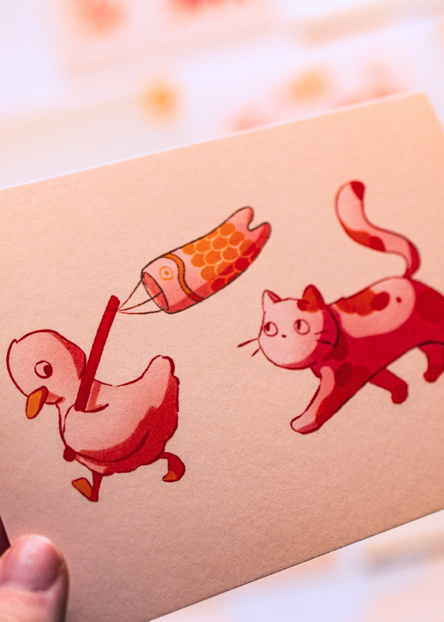 Mini prints - Koinobori cat &amp; duck