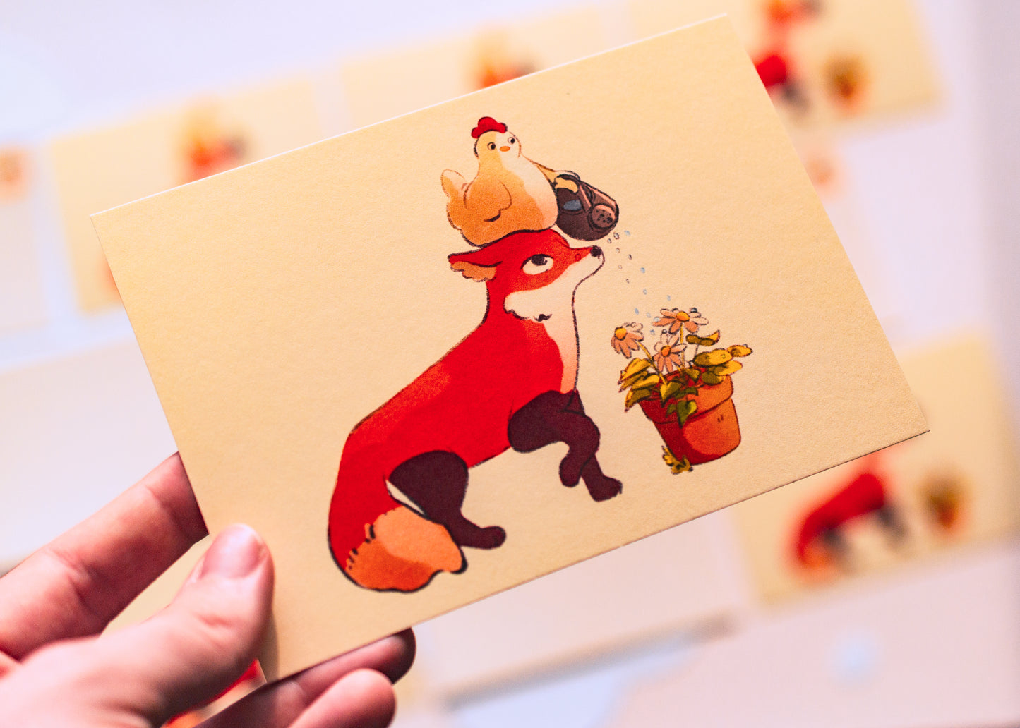 Mini prints - Fox and his chicken