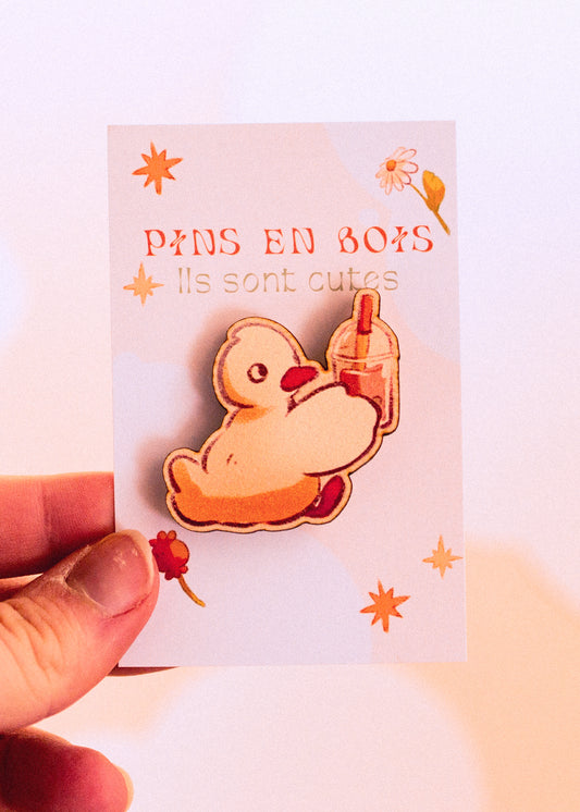 Wooden pins - Bubble tea duck