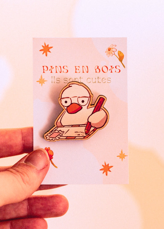 Wooden pins - Duck writing a letter