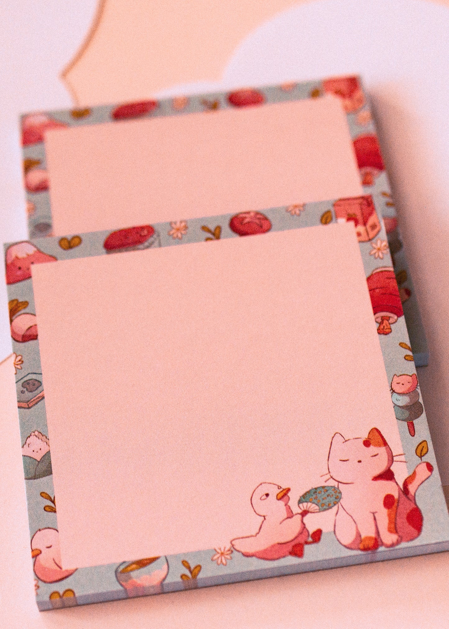 Square notepad - Cat and duck in Japan