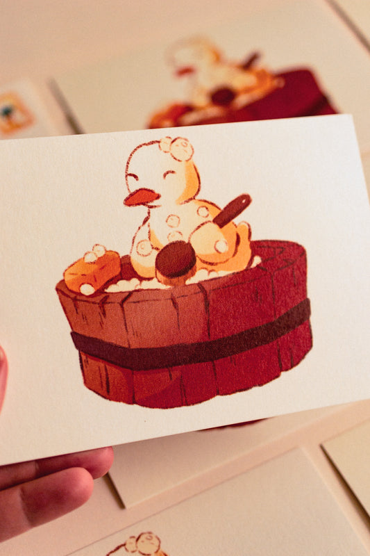 Mini prints - Duck in its bath